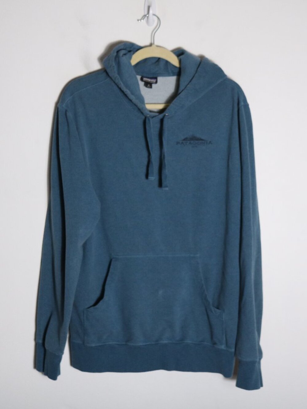 Patagonia Mens Midweight Know More Need Less Hoodie Medium Blue Organic Cotton